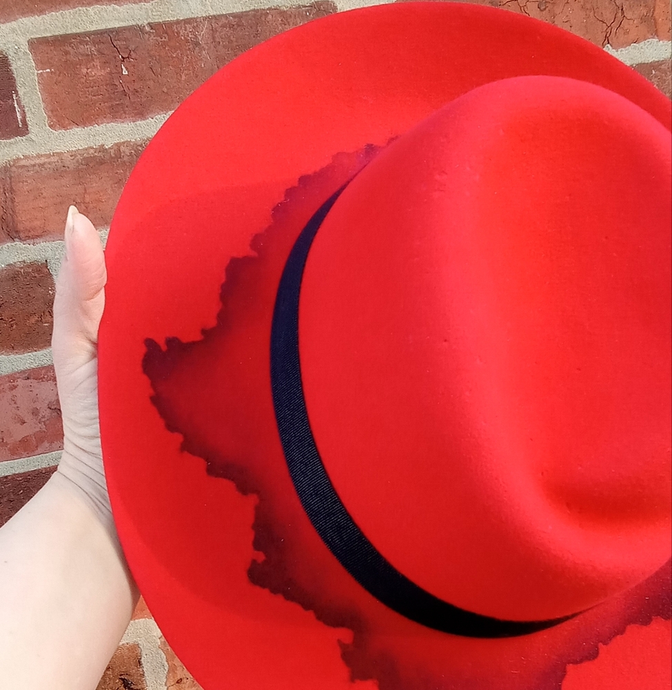 RARE NEW Maison Michel Red/Black Fedora hat size Large Unisex - Picture 10 of 15